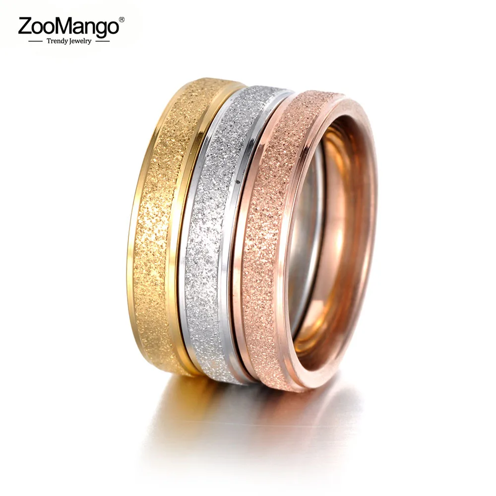 ZooMango 5 мм матовое покрытие из нержавеющей стали юбилейное золотистое кольцо