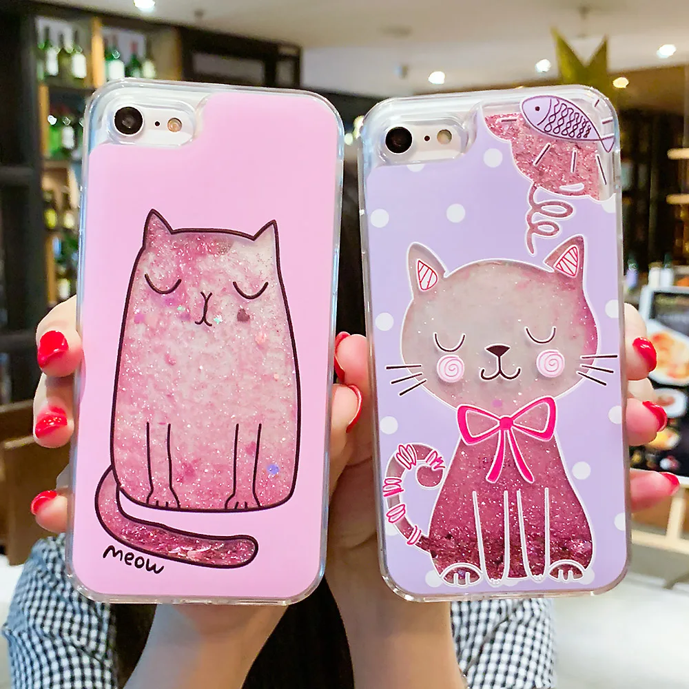 Liquid Glitter Phone Case For iPhone X XR XS Max 7 6 6s Plus 5 5S SE Cases 8 Flower Bottle Quicksand Dynamic |