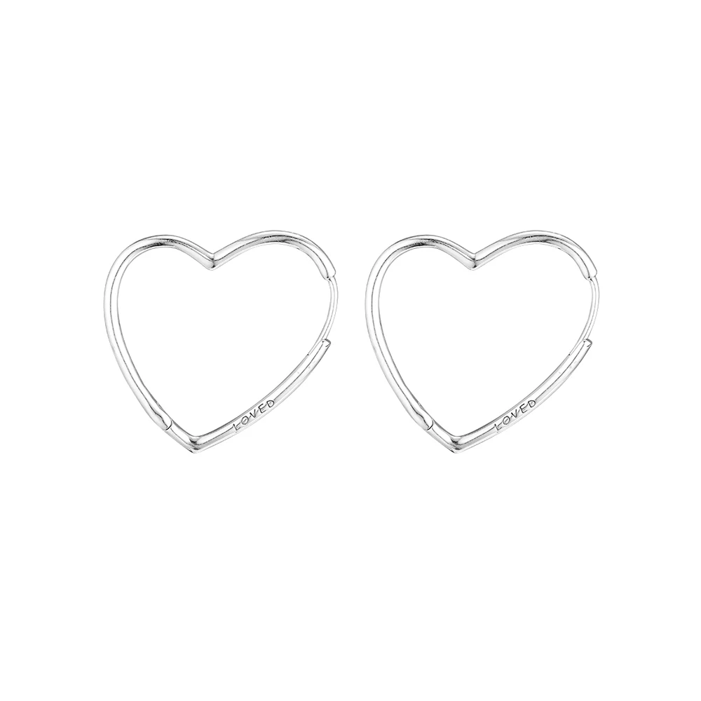 

CKK Earring Asymmetric Hearts of Love Large Hoop Earrings Sterling Silver Jewelry 100% for Women Brincos Oorbellen Pendientes