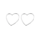 Серьги-кольца Асимметричные женские из серебра 100% пробы с сердечками