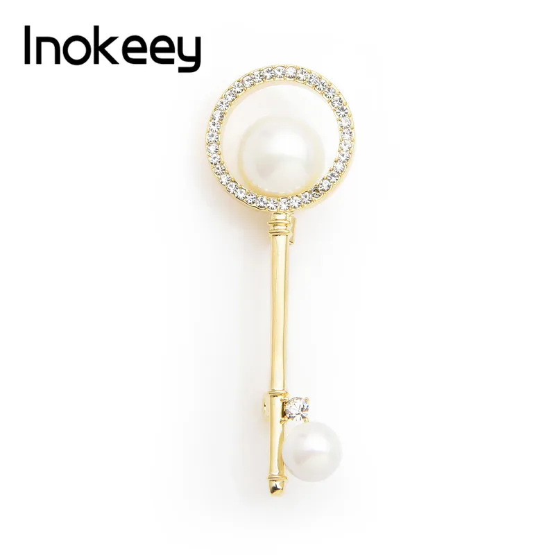 Inokeey большая брошь в виде ключа с искусственным жемчугом булавки 2019 фирменные