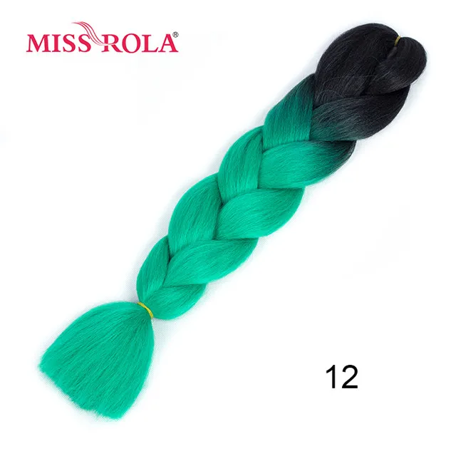 #6 Miss Rola, Омбре, синтетические волосы, Джамбо, плетение, 24 дюйма, высокотемпературное волокно, вязанное крючком, огромные косички, 100 г, Радужный Омбре, цвет - Цвет: #6