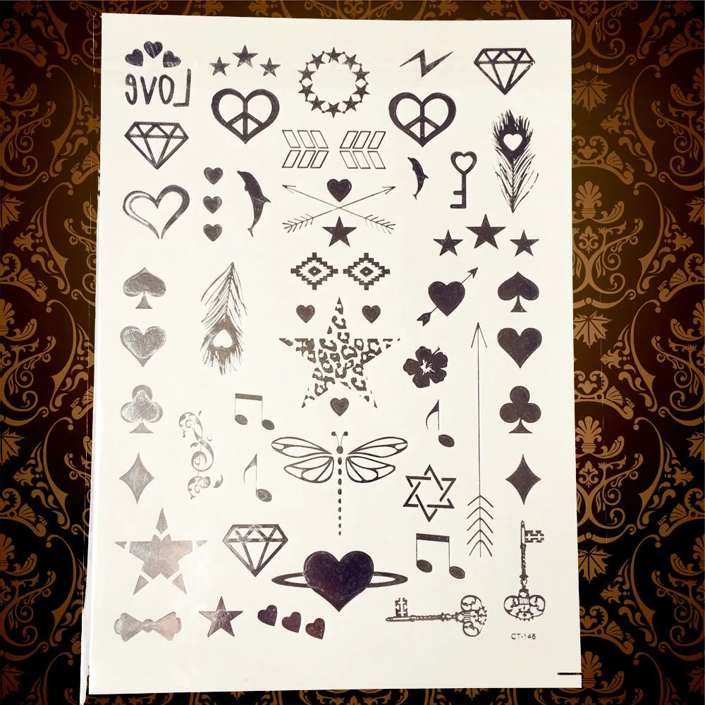 1 шт. металлическая татуировка для мужчин и женщин хна HJ-51 индийский ангел крыло