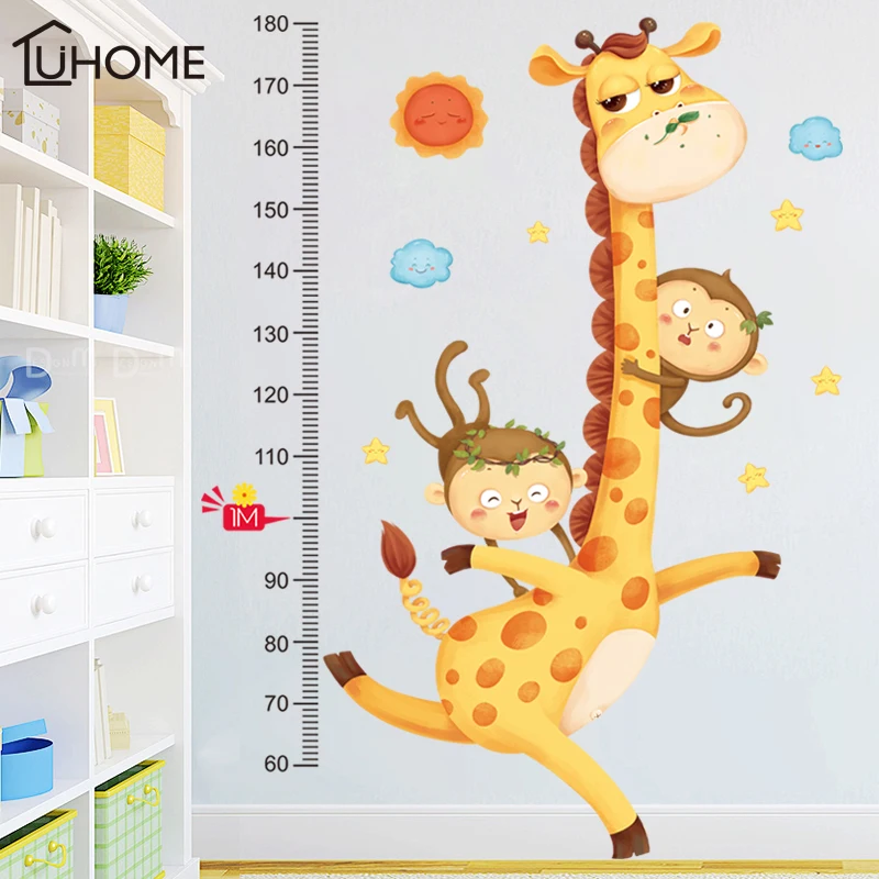 

Cartoon Measure Height Stickers Giraffe Cute Monkey Wall Stickers Kindergarten Kids Room Decor Children Bedroom Height Ruler