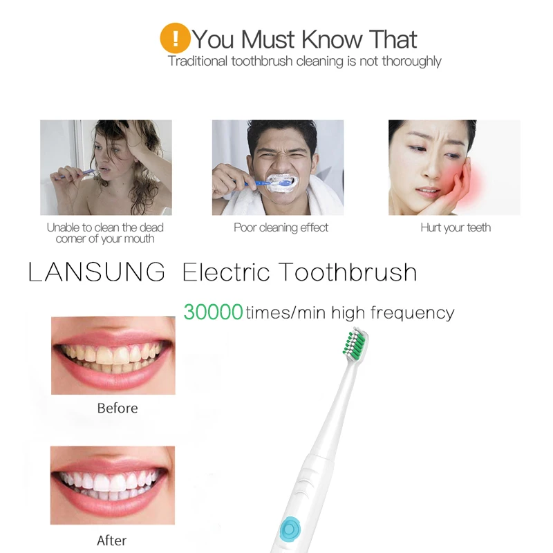Звуковая электрическая зубная щетка Электронная гигиена полости рта ультра