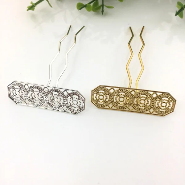 Шпилька для волос Kanzashi филигранная прямоугольная Цветочная основа шпилька