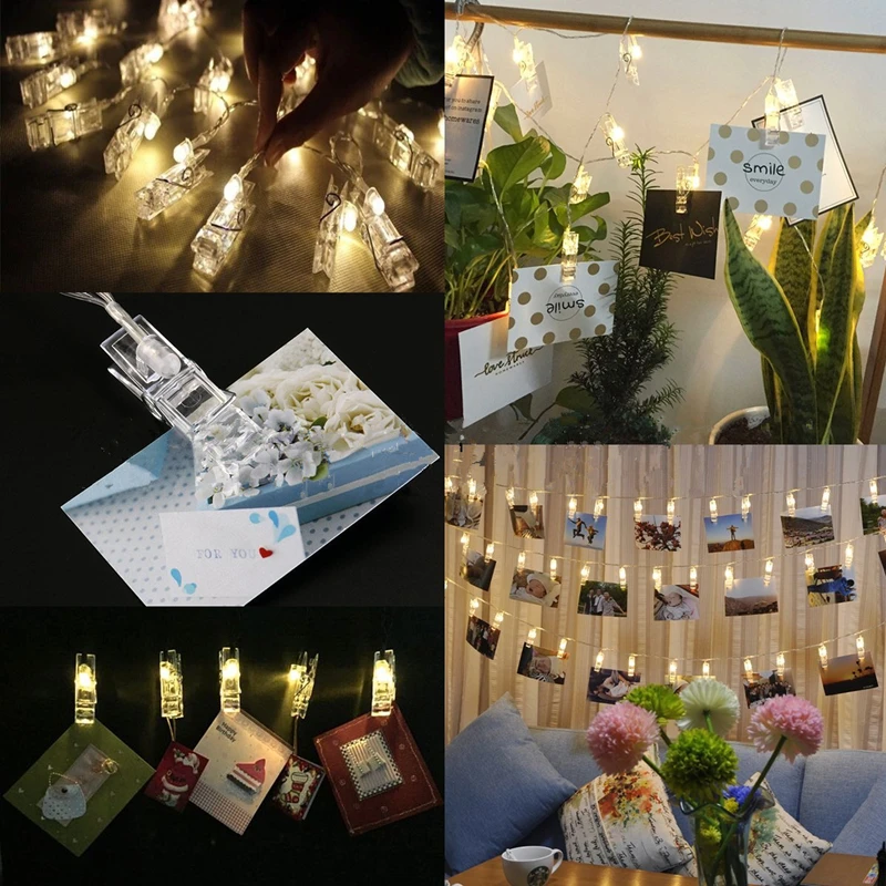 

Garland 1m 10 LED Photo Clip String Lights Starry Battery Card Strip Light Lamp Luminaria Festival Christmas Wedding Decoration