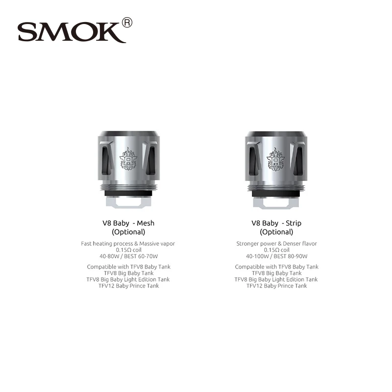 5 шт. Smok TFV8 Детские катушки головы M2 T8 T6 X4 Q2 запасные части для электронных сигареты катушка ядро для TFV8 ребенок зверь танк распылитель