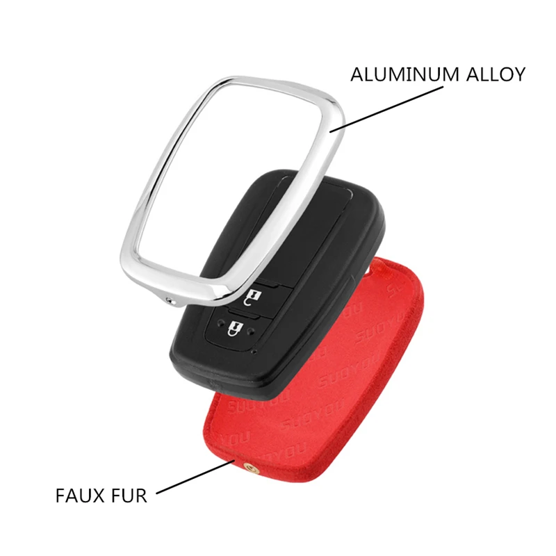 Suede Fur Zinc alloy car Key Case For Toyota CHR C-HR Prado Prius Camry Corolla RAV4 Avensis Vitz keychain | Автомобили и
