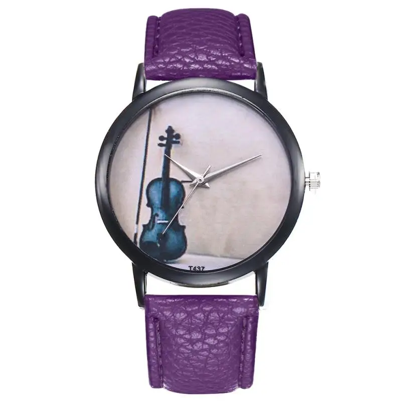 Purple Винтажные женские часы, повседневные женские часы с кожаным ремешком, Аналоговые кварцевые наручные часы, женские часы в стиле ретро, Bayan Kol Saati - Цвет: Purple
