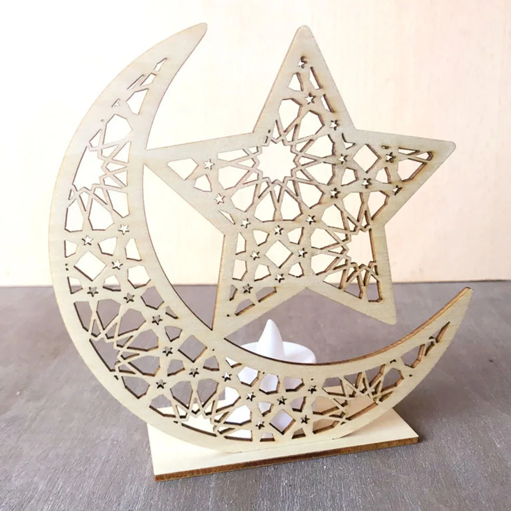 Фестиваль свадьбы луна звезды орнамент со светом деревянные принадлежности