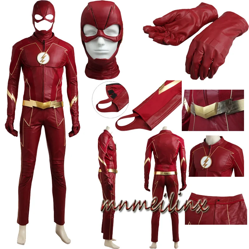 Яркий сюжетный костюм Барри Аллен супергерой костюм Хэллоуин наряд Взрослый мужской костюм все аксессуары