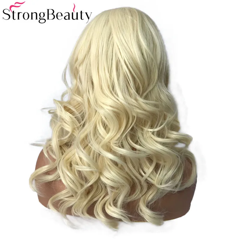 StrongBeauty синтетический парик фронта шнурка длинные волнистые парики серый/Блонд/черные волосы