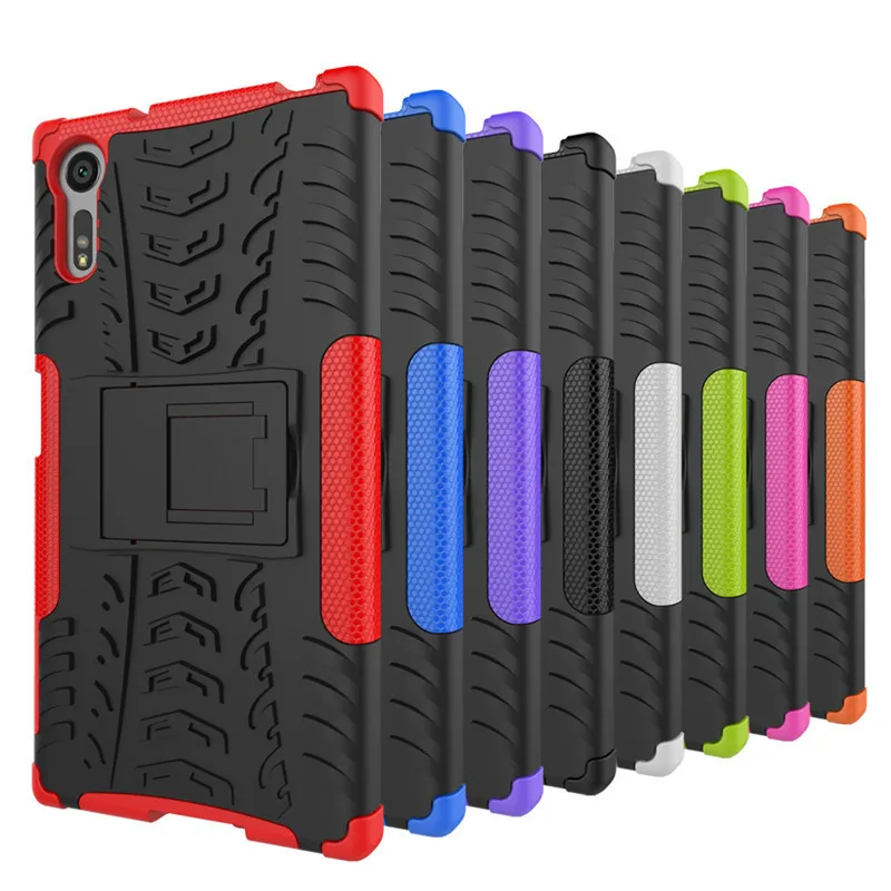 1 двухслойный противоударный чехол с откидной ножкой для телефона Sony Xperia XZ F8332 F8331