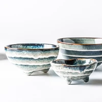 antowall ceramic hot pot sauce dish bowl japanese style seasoning vinegar dish personality three foot stripes bowl