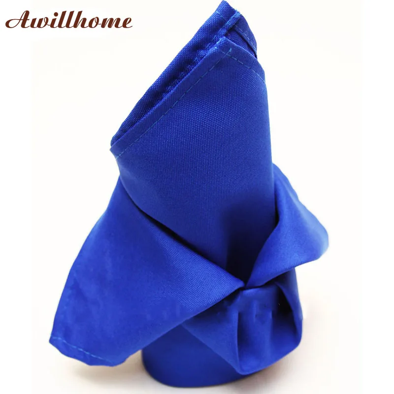 Awillhome 10 шт./лот 200gsm Королевский синий цвет полиэстер ужин салфетки 40x40 см|polyester dinner