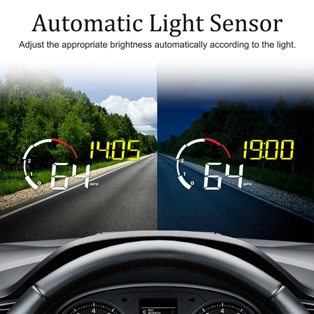 Автомобильный OBD2 II Hud Дисплей Цифровой спидометр перенапряжения предупреждение