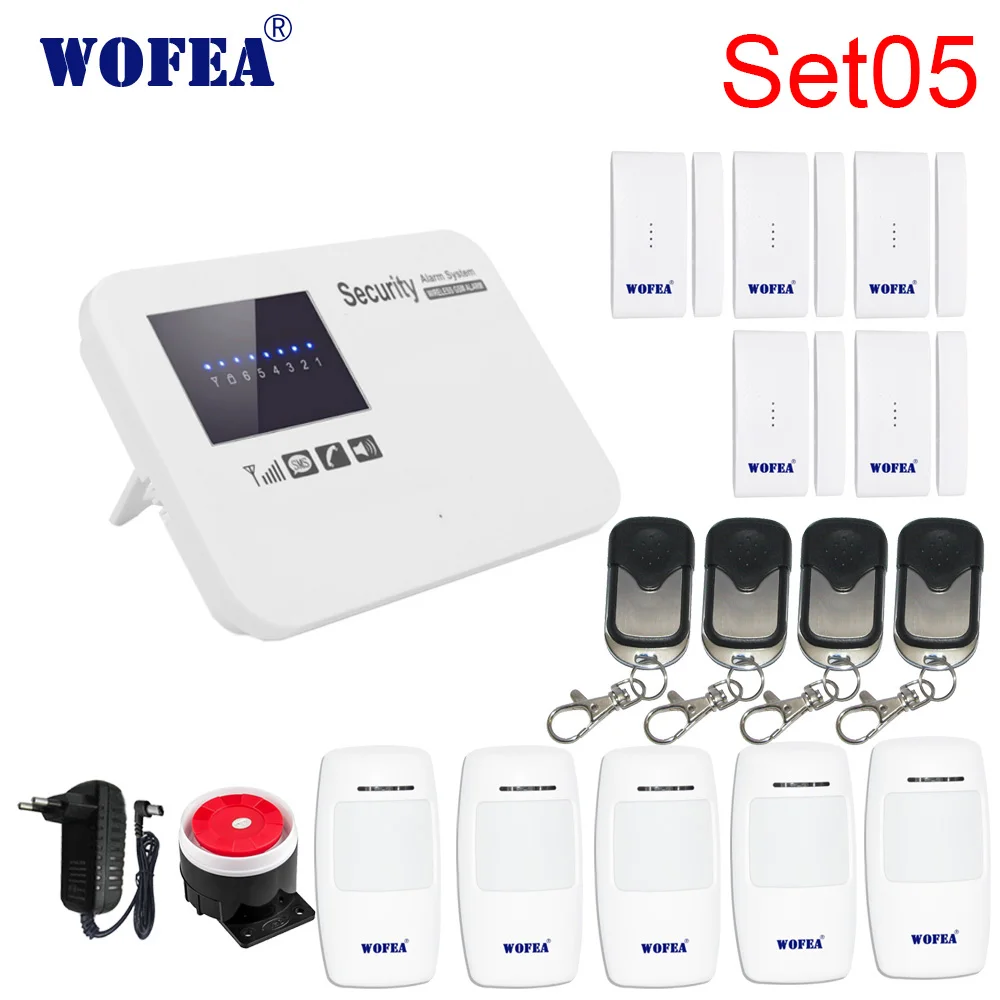 WOFEA IOS и android приложение контроль безопасности GSM сигнализация система реле управления для дома охранная сигнализация зона пожарная сигнализация - Цвет: Set 5