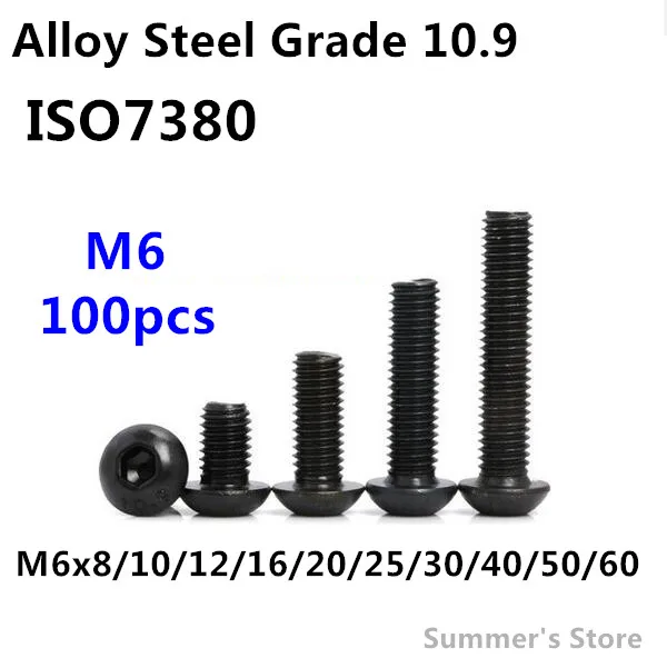 100 шт./лот болт с шестигранной головкой из легированной стали M6 *