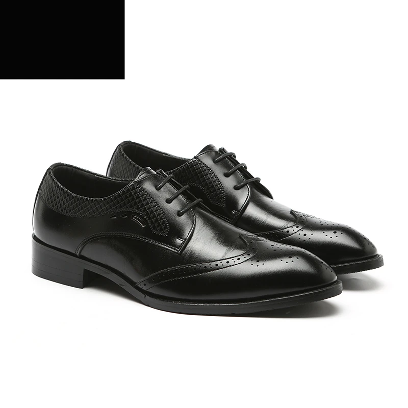 B08 Black Misalwa 37-48; Прямая ; Мужские модельные туфли с острым носком; оксфорды; Мужская официальная обувь; мягкие деловые броги на шнуровке; - Цвет: B08 Black