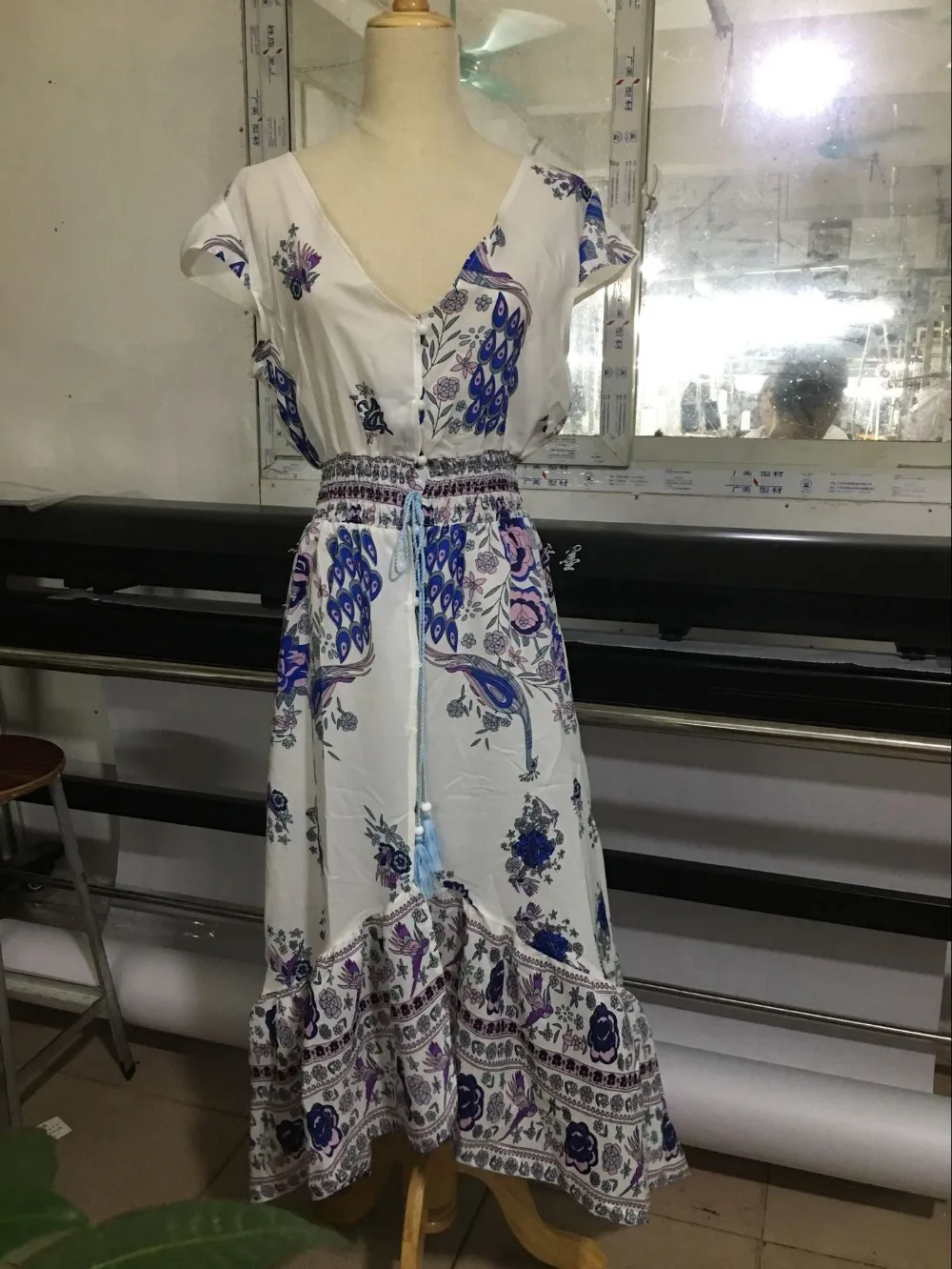 Женское богемное платье с коротким рукавом винтажное цветочным принтом и