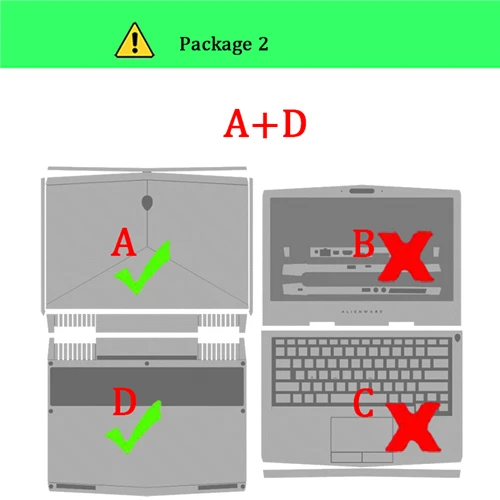 Package-2 A D Наклейка для ноутбука Alienware 13 M13X R2 R3 Защитная пленка для ноутбука Alienware 14 M14X R1 R2 R3 наклейка для ноутбука - Цвет: Package-2 A D