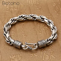 New Style 925 Sterling Silver Men Bracelet Classic Hemp Rope Craft Rough Men's Thai silver Bangle Fashion Jewelry Birthday Gifts