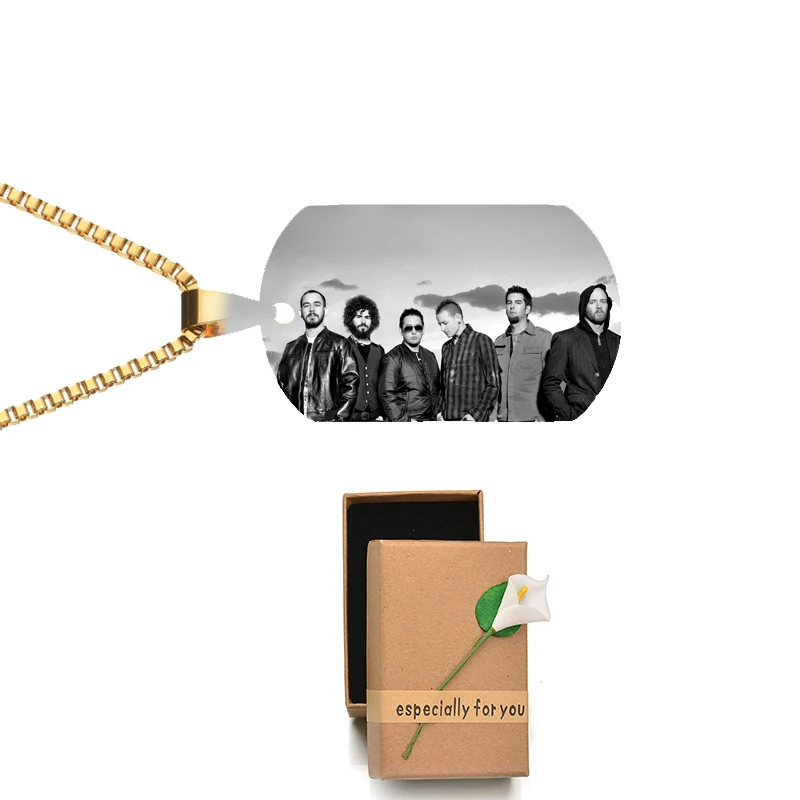 photo box UZone Linkin парк кулон цепочки и ожерелья нержавеющая сталь гравировки ожерелье для поклонников - Окраска металла: photo box