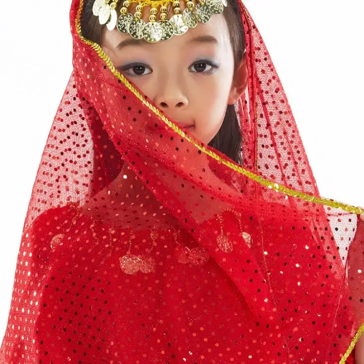 2 шт. / комплект дети пресс танец ( бусины монеты головные уборы + шифон блёстки Head