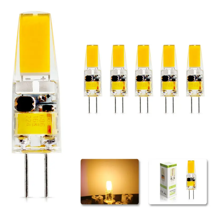 5 шт./лот 2020 G4 AC DC 12V Led сапфир COB лампа 3W 6W диммируемая замена галогенная свет 360 Угол