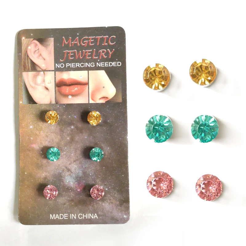 Искусственные магнитные серьги гвоздики для ушей без пирсинга 3
