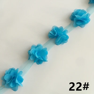 2 ярда 33 цвета 3D шифоновые цветы DIY 6 см ширина кружевная отделка 24 Цветочная кружевная лента украшения одежды аксессуары XF03 - Цвет: 22