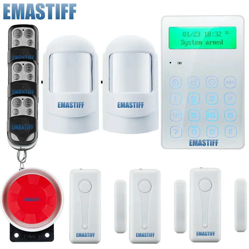 GSM SMS Home Burglar Security Alarm System PIR Motion Detector APP Control Sensor Alarm support Fire Smoke Detector Alarm