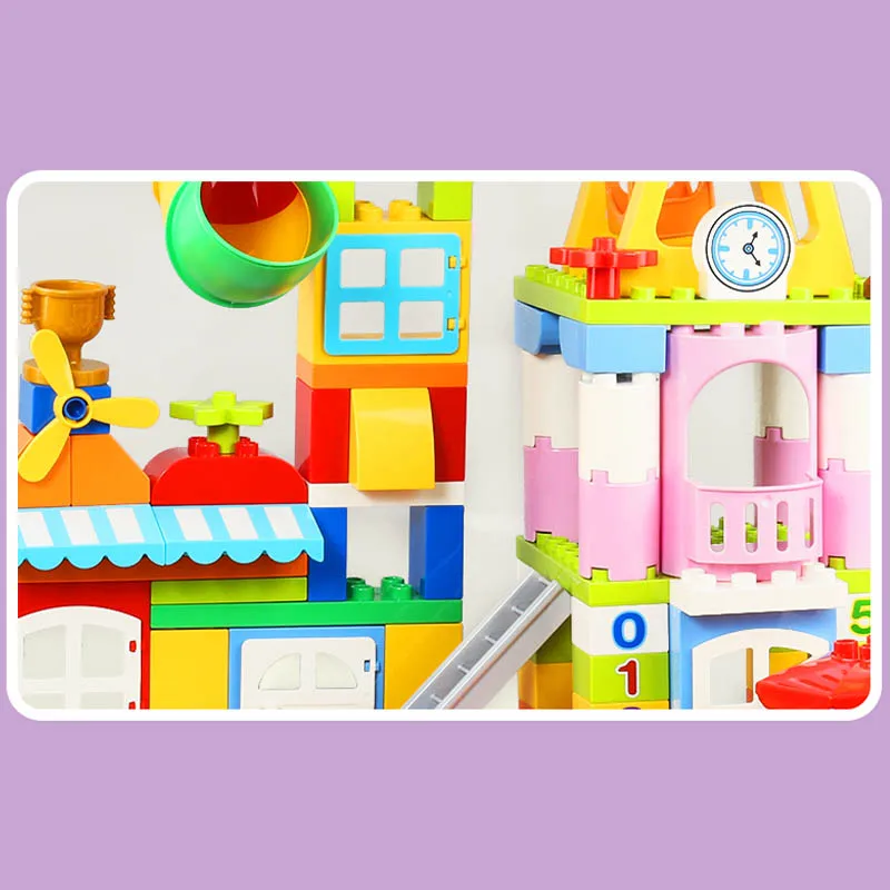 230 шт. большие наборы блоков совместим с Duplo Happy Dreamland amusement Building Block Дети DIY