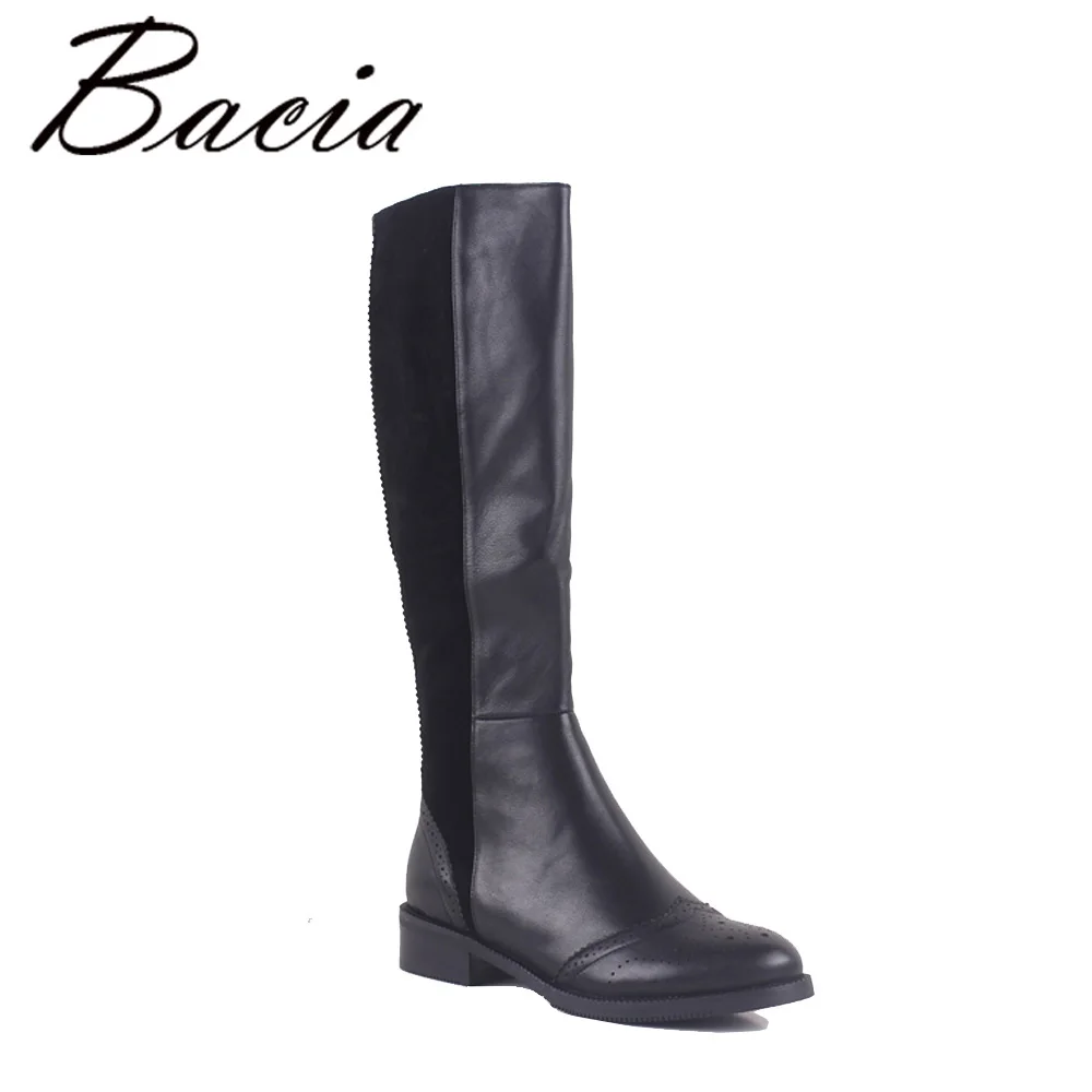 Bacia/100% натуральная кожа женская обувь сапоги до колена круглый носок квадратный