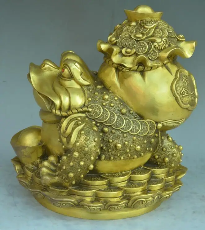 11" Chinese Copper Feng shui Animal Money Yuan bao Toad Statue | Дом и сад