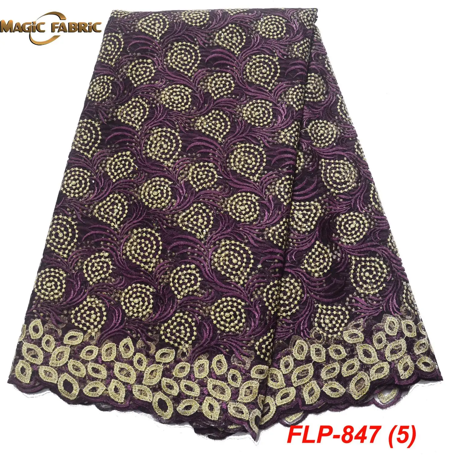 2019 Последняя вышитая нигерийская кружевная ткань Тюль Кружевная ткань африканская белая для свадебного платья FLP-847.