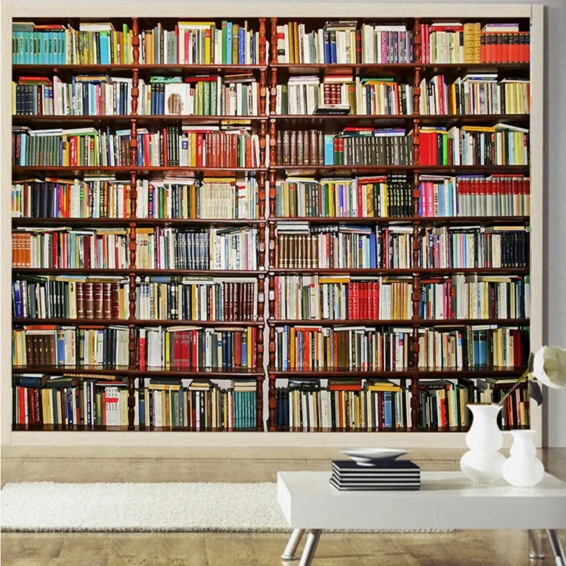 Пользовательские настенные росписи ручной росписью книги Ретро книжные полки