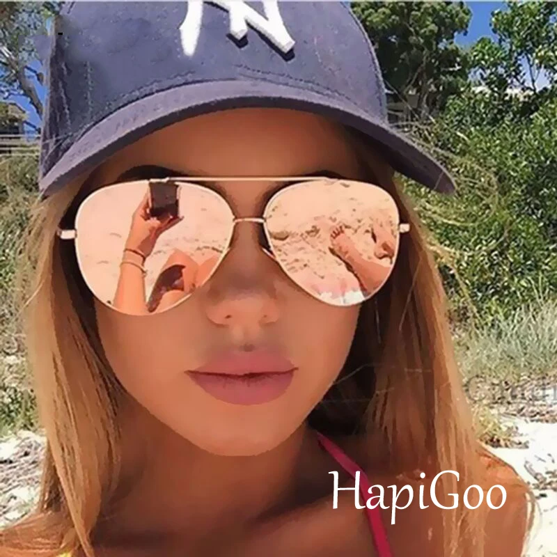 HAPIGOO 2017 New Модный Бренд Дизайнер Негабаритных Пилот Овальные Очки Женщины Мужчины