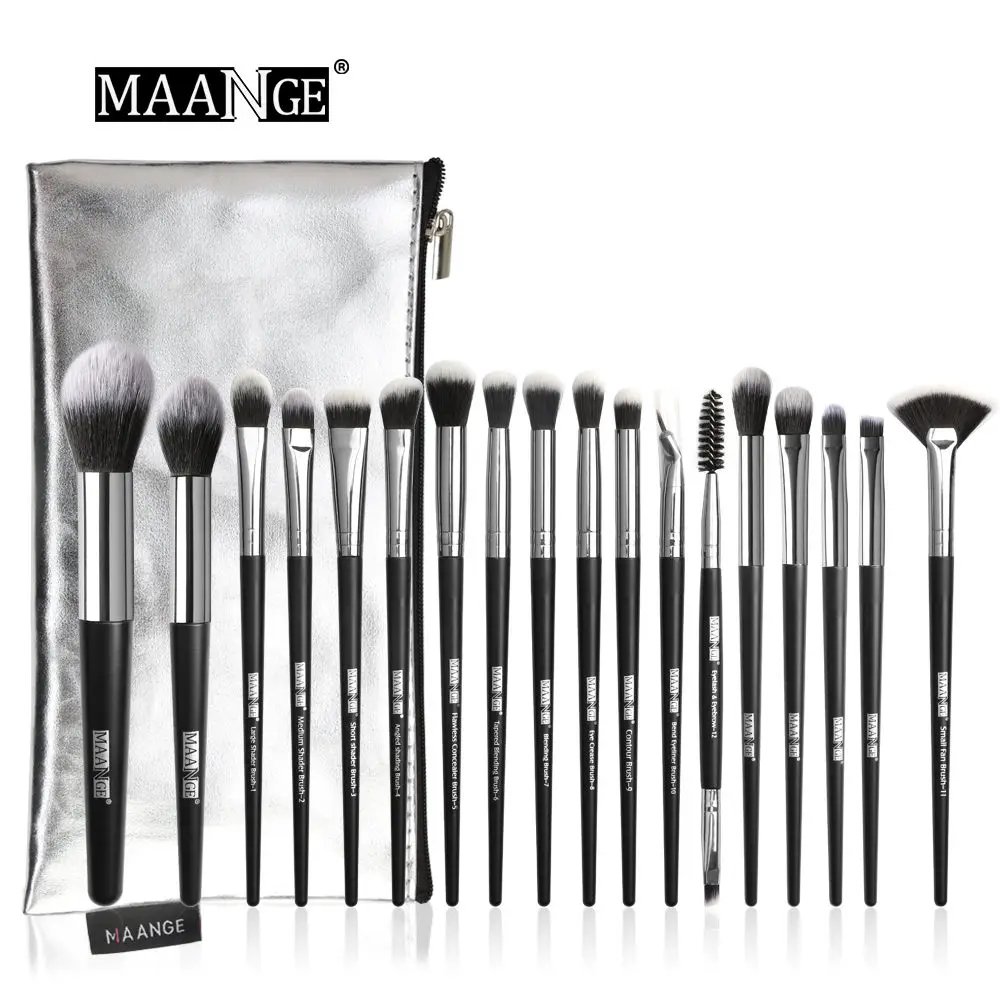 18 pcs with bag MAANGE, набор профессиональных кистей для макияжа, 5-20 шт., тональная пудра, растушевка теней для век, румяна для лица, Кисть для макияжа, набор с сумкой - Handle Color: 18 pcs with bag
