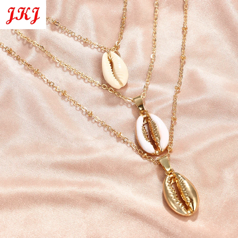 JKJ модное серебряное золотое ожерелье в виде ракушки для женщин простая подвеска