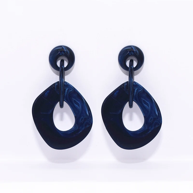 Ink Blue Корейские массивные геометрические круглые Висячие серьги-капли, синие акриловые серьги для женщин, модные ювелирные изделия Brinco - Окраска металла: Ink Blue