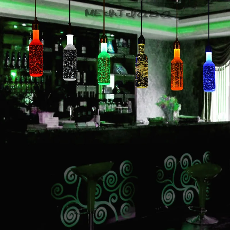 Современный стеклянный подвесной светильник Z для бутылок вина освещение бара
