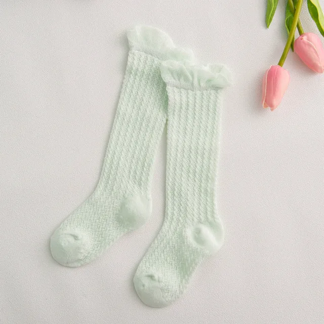 Light green Милое платье принцессы для маленьких девочек колготки до колен и миниатюрные гетры для девочек; хлопковые дышащие детские для маленьких девочек s сезон: весна–лето колготки и чулки - Цвет: Light green