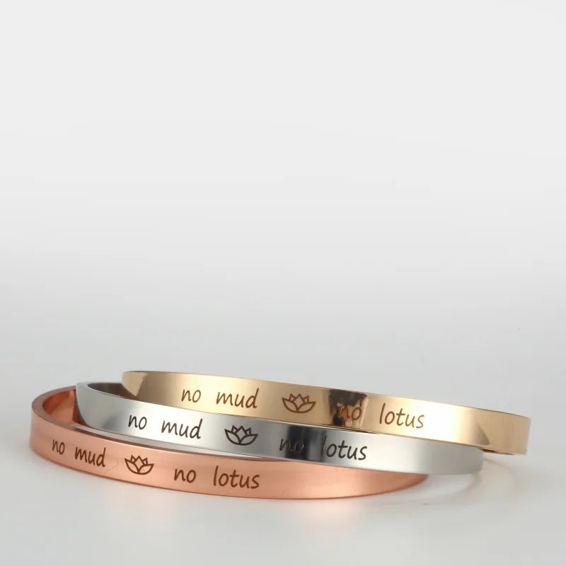 Браслет манжета LOTUS Yoga Mantra из нержавеющей стали с гравировкой|mantra bangle|bangles for meninitial