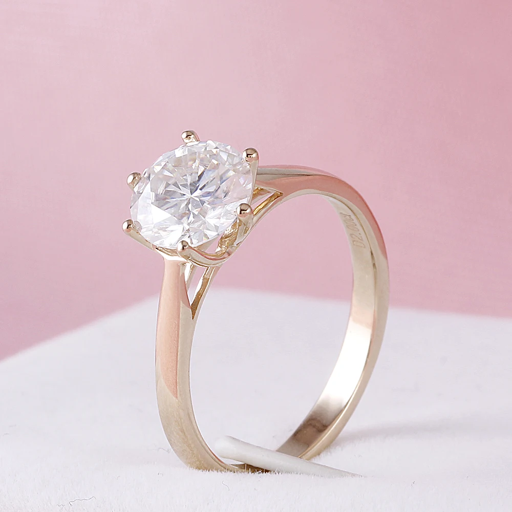 Женское классическое обручальное кольцо с муассанитом 2 карата 8 мм|ring solid|ring ringring