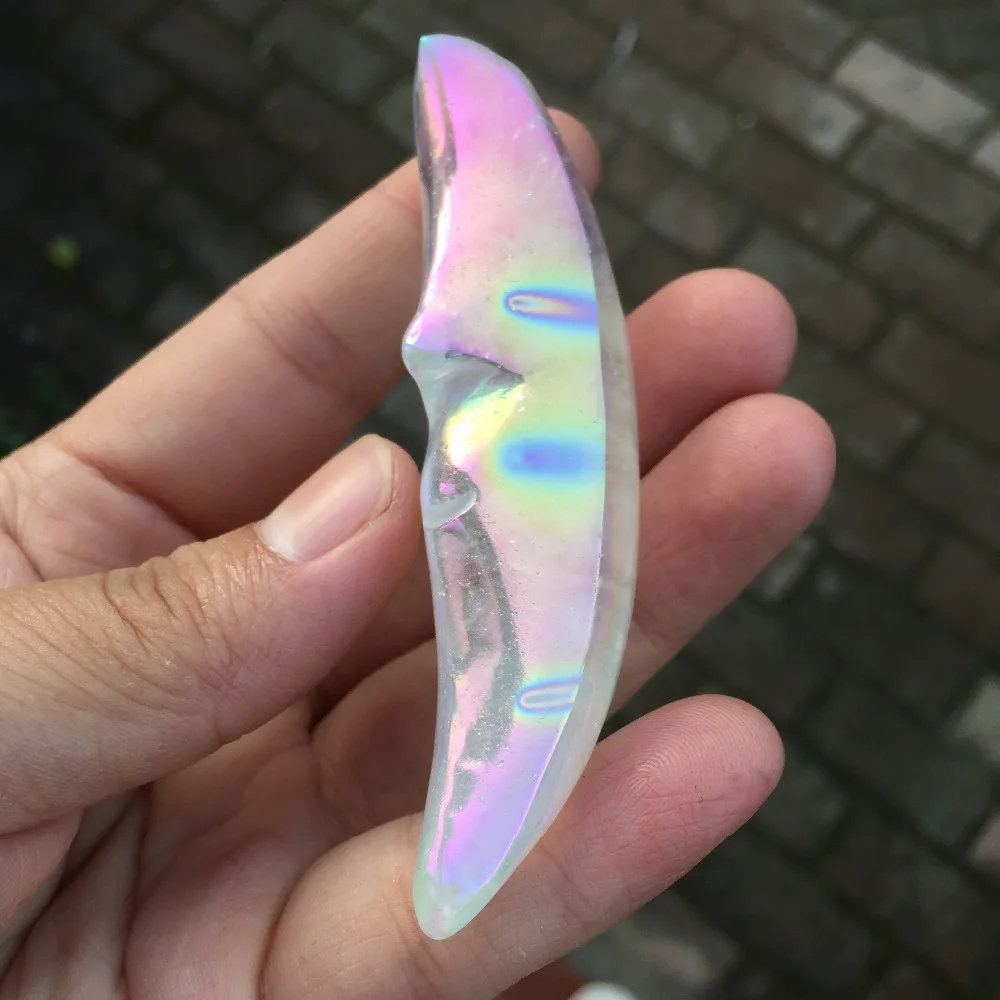 GJ Aura Angel Moons 80 мм дешевая цена маленькие прозрачные кварцевые гальванические