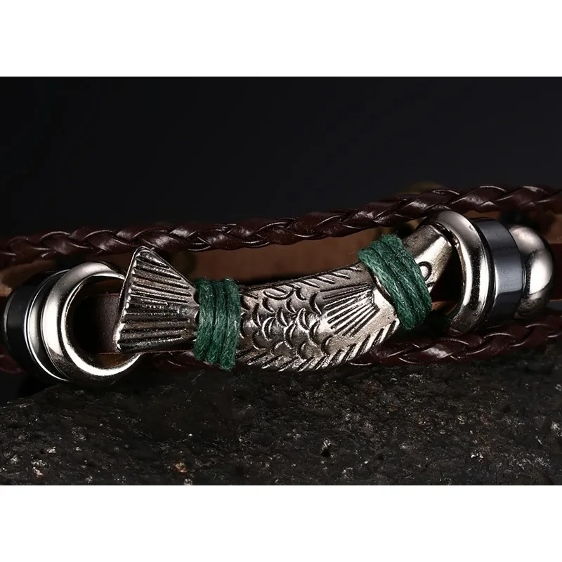 Мужские кожаные браслеты XUANPAI винтажные с рыбками ювелирные изделия 8 8&quot|bracelets