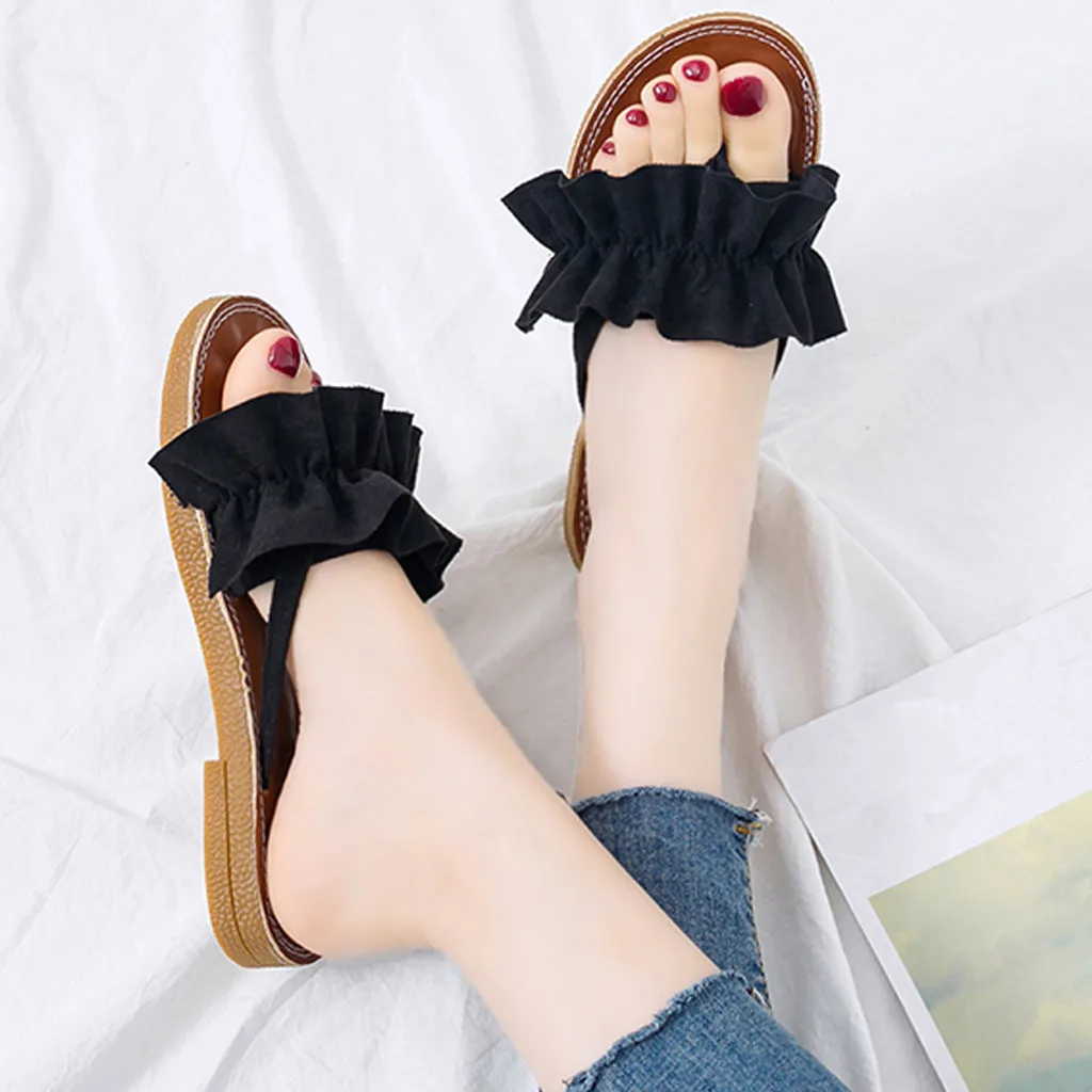 Rome women sandals flat jelly shoes bow V flip flops stud beach shoes summer rivets slippers Thong sandals nude#YJG