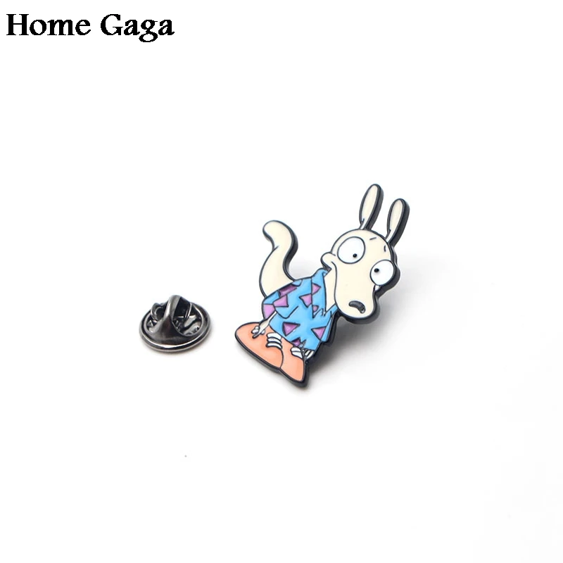 Homegaga Rocko современная жизнь рок-Цинковый галстук мультфильм булавки броши для рюкзака, одежды для мужчин и женщин шляпа Декоративные значки медаль D1328